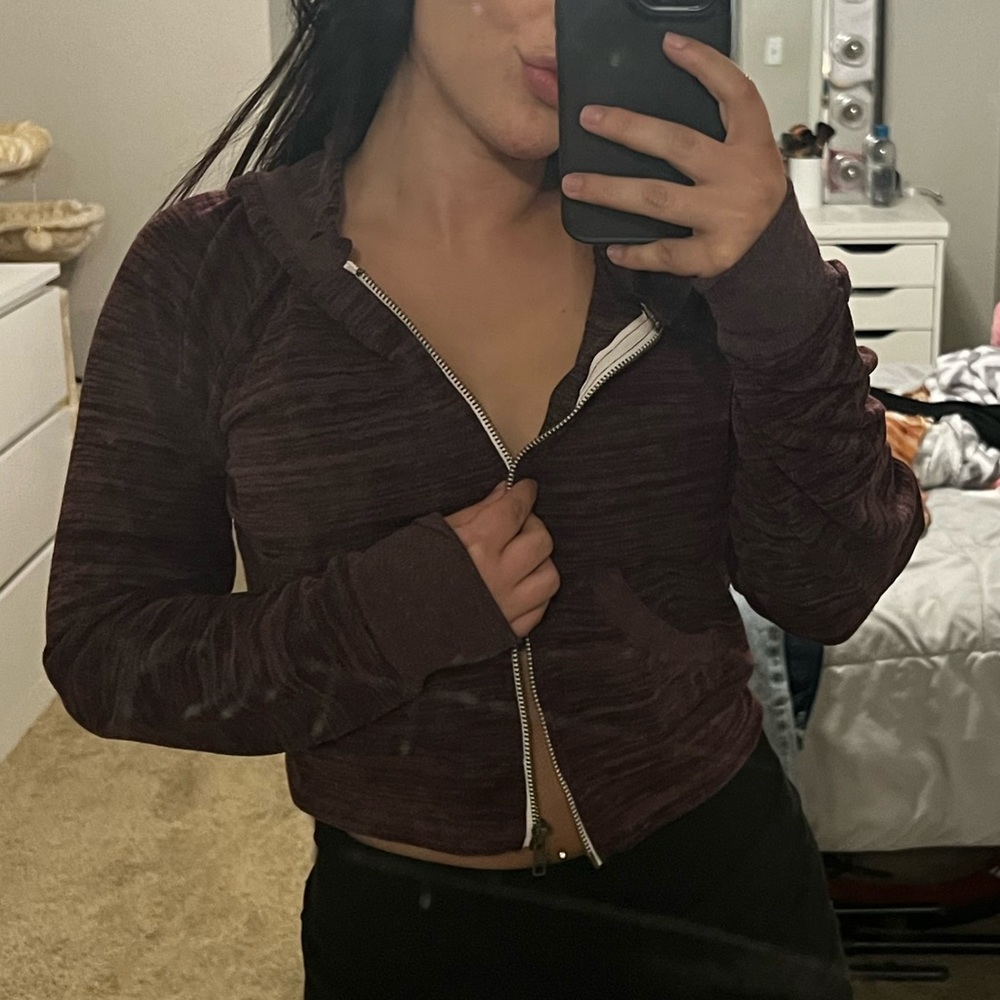 Cropped zip up hoodie